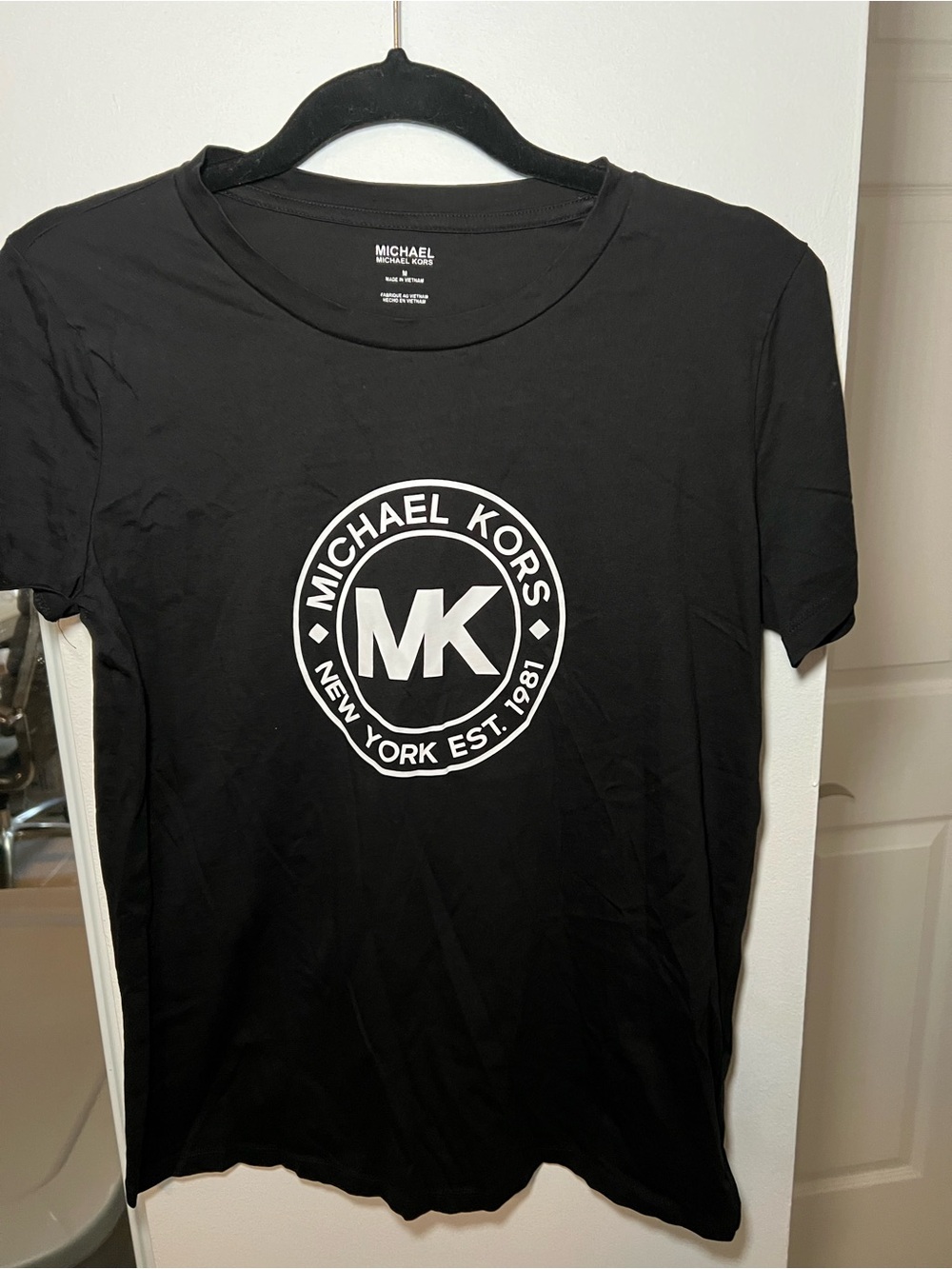 Michael Kors Black Short Sleeve Tee with White MK Circle Logo